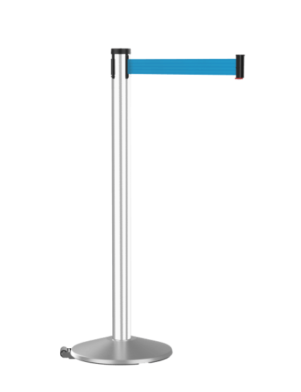 Retracta-Belt 10ft Hyper-Strength Barrier w Rectracta-Wheel, Satin Aluminum Stanchion Post, Visiontron 304SASS-LBL Retracta-Belt 10ft Hyper-Strength Barrier w Rectracta-Wheel, Satin Aluminum Stanchion Post, Visiontron 304SASS-LBL
