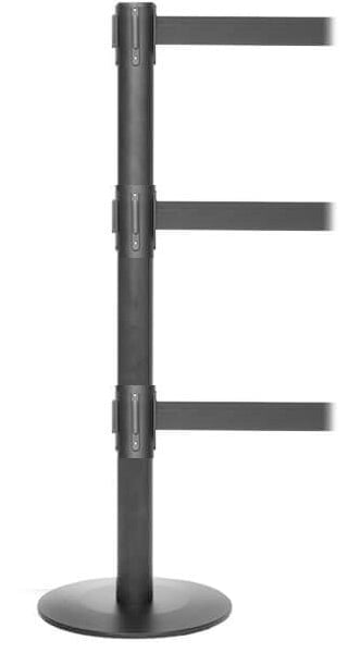 ProLux Triple 250 Ultra Low Profile Milled Steel Base, Industry Exclusive Tri-Belt Barrier, Black Stanchion Post, QueueSolutions PLTriple250B-BK ProLux Triple 250 Ultra Low Profile Milled Steel Base, Industry Exclusive Tri-Belt Barrier, Black Stanchion Post, QueueSolutions PLTriple250B-BK