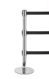 ProLux Triple Outdoor 250 Ultra Low Profile Milled Stainless Steel Base, Industry Exclusive Tri-Belt Barrier, Satin Steel Stanchion Post, QueueSolutions PLOTriple250SS-BK ProLux Triple Outdoor 250 Ultra Low Profile Milled Stainless Steel Base, Industry Exclusive Tri-Belt Barrier, Satin Steel Stanchion Post, QueueSolutions PLOTriple250SS-BK