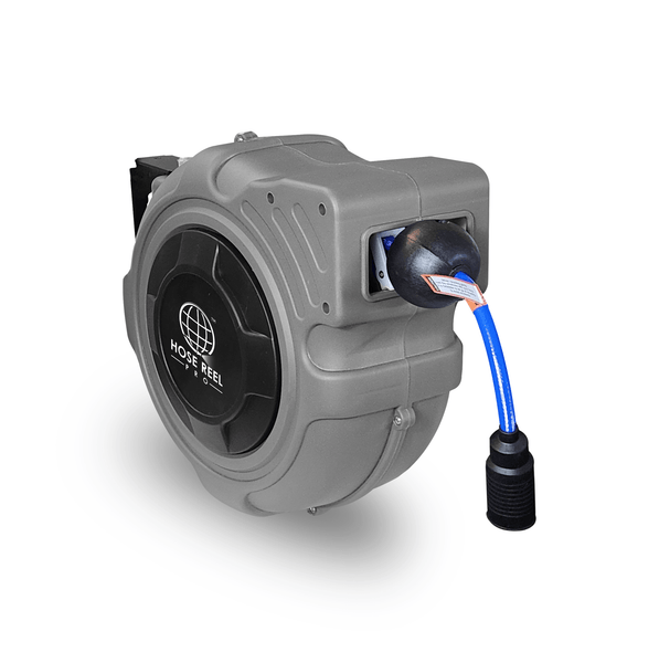 30 and 50 Foot Auto-Retracting 300 PSI Compressed Air Reel, Wall Mount Gray Housing 30 and 50 Foot Auto-Retracting 300 PSI Compressed Air Reel, Wall Mount Gray Housing