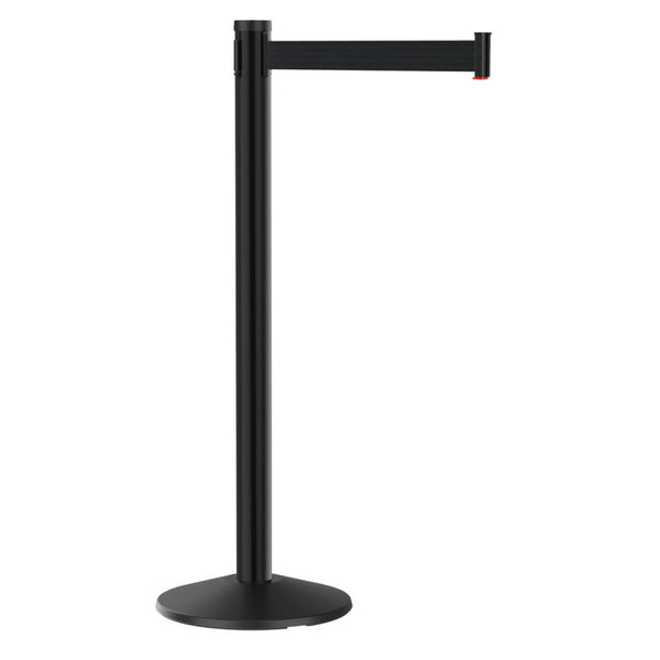 Retracta-Belt 10ft Hyper-Strength Single Line Retractable Belt Barrier w Black Aluminum Stanchion Post Retracta-Belt 10ft Hyper-Strength Single Line Retractable Belt Barrier w Black Aluminum Stanchion Post