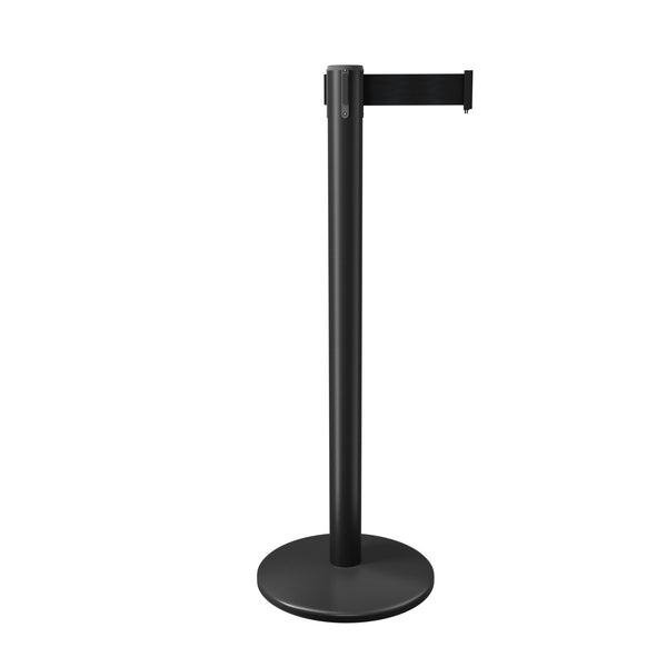 QueuePro 250 Premium Retractable Belt Barrier, Black Stanchion Post QueuePro 250 Premium Retractable Belt Barrier, Black Stanchion Post