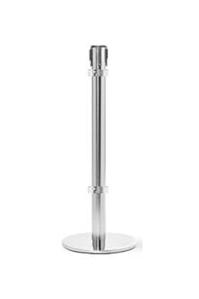 Complete Satin Stainless Receiver Stanchion Post w/Collars for Post and Panels or Merchandising Slatwalls Complete Satin Stainless Receiver Stanchion Post w/Collars for Post and Panels or Merchandising Slatwalls