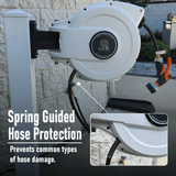 Heavy-Duty Auto-Retracting Water Hose Reel, Wall Mount Spring Guide Protection Heavy-Duty Auto-Retracting Water Hose Reel, Wall Mount Spring Guide Protection