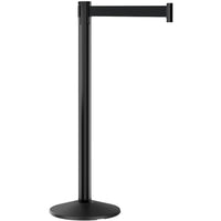 Retracta-Belt Prime 10ft Outdoor Retractable Belt Barrier, Black Steel Stanchion Post
