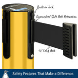 Retracta-Belt Prime 10ft Outdoor Retractable Belt Barrier, Yellow Aluminum Stanchion Post, Visiontron P101YA-BYD Retracta-Belt Prime 10ft Outdoor Retractable Belt Barrier, Yellow Aluminum Stanchion Post, Visiontron P101YA-BYD