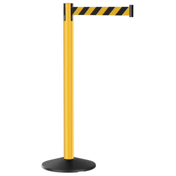 Retracta-Belt Prime 10ft Outdoor Retractable Belt Barrier, Yellow Aluminum Stanchion Post, Visiontron P101YA-BYD Retracta-Belt Prime 10ft Outdoor Retractable Belt Barrier, Yellow Aluminum Stanchion Post, Visiontron P101YA-BYD