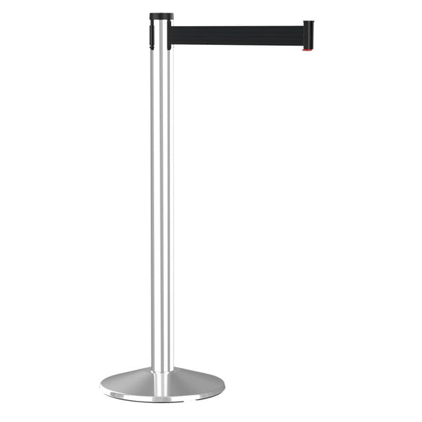 Retracta-Belt 10ft Hyper-Strength Single Line Retractable Belt Barrier w Polished Aluminum Stanchion Post Retracta-Belt 10ft Hyper-Strength Single Line Retractable Belt Barrier w Polished Aluminum Stanchion Post