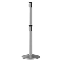 Satin Aluminum - Visiontron Retracta-Belt Hyper-Strength Dual-Line Receiver Stanchion Post
