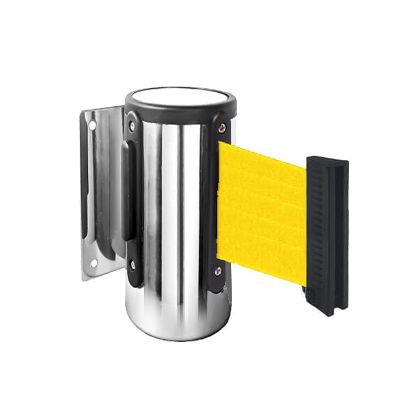 WallMaster 3in Xtra Wide 10ft Wall Mount Retractable Belt Barrier Polished Chrome WallMaster 3in Xtra Wide 10ft Wall Mount Retractable Belt Barrier Polished Chrome