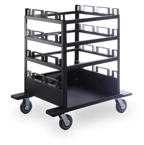 Portable Retractable Belt Barrier Stanchion Post Storage Cart, Horizontal 12-Post Capacity, QueueSolutions STCART12H-2.0 Portable Retractable Belt Barrier Stanchion Post Storage Cart, Horizontal 12-Post Capacity, QueueSolutions STCART12H-2.0