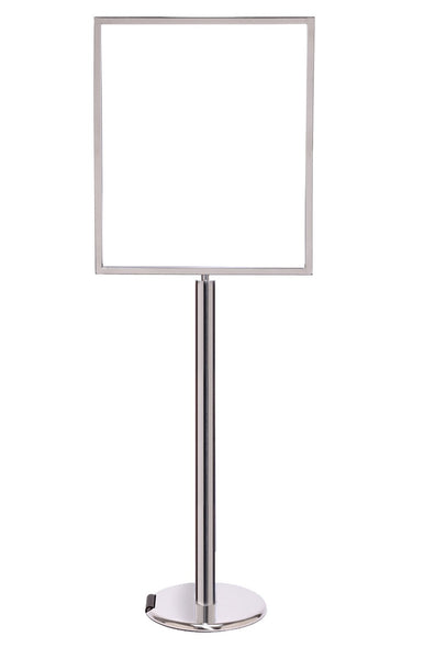 Heavy-Duty Pedestal Sign Stand w Vertical Poster Display Frame, QueueSolutions SS201-711V-BK Heavy-Duty Pedestal Sign Stand w Vertical Poster Display Frame, QueueSolutions SS201-711V-BK