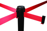4 Way Belt Connection - Retracta-Belt 10' Hyper-Strength Thin Line Post - Smooth Black