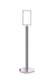 Roller Base 7 x 11 Chrome - Heavy-Duty Pedestal Sign Stand w/Vertical Poster Display Frame Roller Base 7 x 11 Chrome - Heavy-Duty Pedestal Sign Stand w/Vertical Poster Display Frame