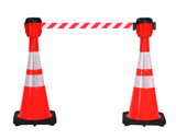 Connected - ConePro600 Yellow & Reflective Cone Mount Retractable 20' Belt Barrier Connected - ConePro600 Yellow & Reflective Cone Mount Retractable 20' Belt Barrier