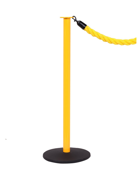 Elegance Flat Top Premium Safety Utility Stanchion Post & Rope Barrier, QueueSolutions SELF451-Y Elegance Flat Top Premium Safety Utility Stanchion Post & Rope Barrier, QueueSolutions SELF451-Y