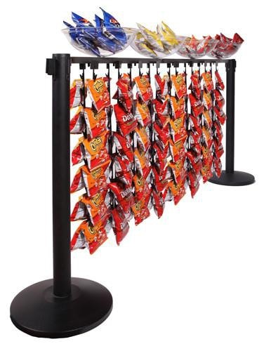 Impulse Buying Merchandising Beam For Retractable Belt Barrier Stanchions, QueueSolutions MERCHBEAM4-BK Impulse Buying Merchandising Beam For Retractable Belt Barrier Stanchions, QueueSolutions MERCHBEAM4-BK