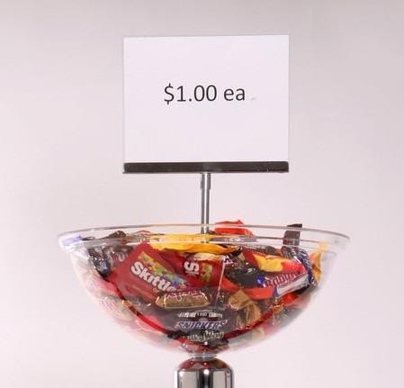 Plastic Pricing Strip For Stanchion Post Topper Merchandising Display Bowl, QueueSolutions PS7575 Plastic Pricing Strip For Stanchion Post Topper Merchandising Display Bowl, QueueSolutions PS7575