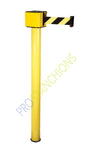 Yellow - Retracta-Belt Mini Socket Floor Mount 30' Long-Span Stanchion Yellow - Retracta-Belt Mini Socket Floor Mount 30' Long-Span Stanchion