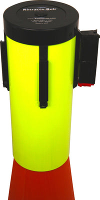 Retracta-Cone Cone Mount Retractable 15ft Belt Barrier, Yellow, Visiontron RC15FY-BK