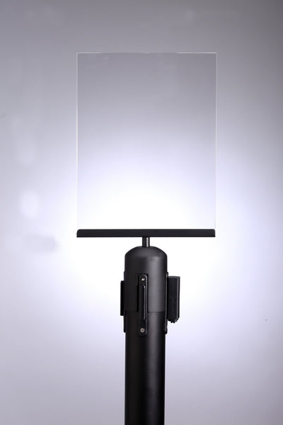 Acrylic Paper Sign Holder Retractable Belt Barrier Stanchion Post Topper, QueueSolutions PSH8511B-B Acrylic Paper Sign Holder Retractable Belt Barrier Stanchion Post Topper, QueueSolutions PSH8511B-B