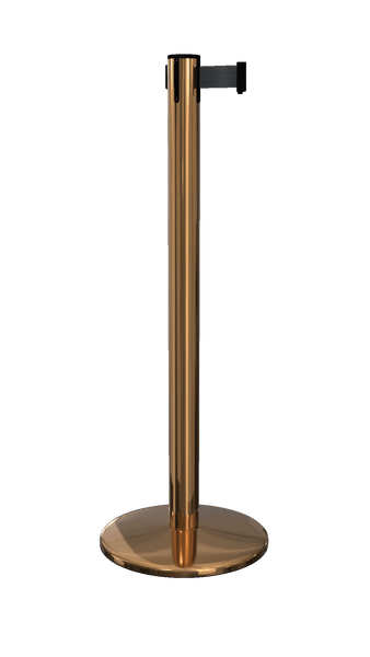 QueuePro 250 Premium Retractable Belt Barrier, Polished Brass Stanchion Post, QueueSolutions PRO250PB-BK110 QueuePro 250 Premium Retractable Belt Barrier, Polished Brass Stanchion Post, QueueSolutions PRO250PB-BK110