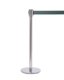 QueuePro 200 Slim Line Premium Retractable Belt Barrier, Satin Chrome Stanchion Post, QueueSolutions PRO200SC-BK QueuePro 200 Slim Line Premium Retractable Belt Barrier, Satin Chrome Stanchion Post, QueueSolutions PRO200SC-BK