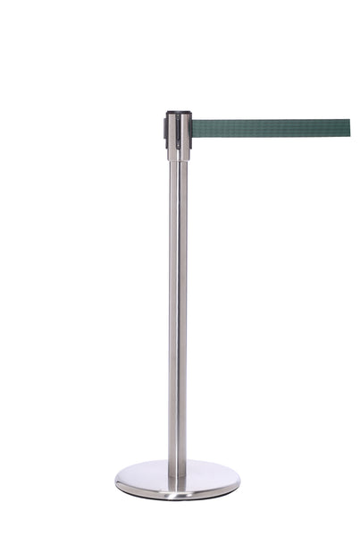 QueuePro 200 Slim Line Premium Retractable Belt Barrier, Satin Stainless Stanchion Post, QueueSolutions PRO200SS-BK QueuePro 200 Slim Line Premium Retractable Belt Barrier, Satin Stainless Stanchion Post, QueueSolutions PRO200SS-BK