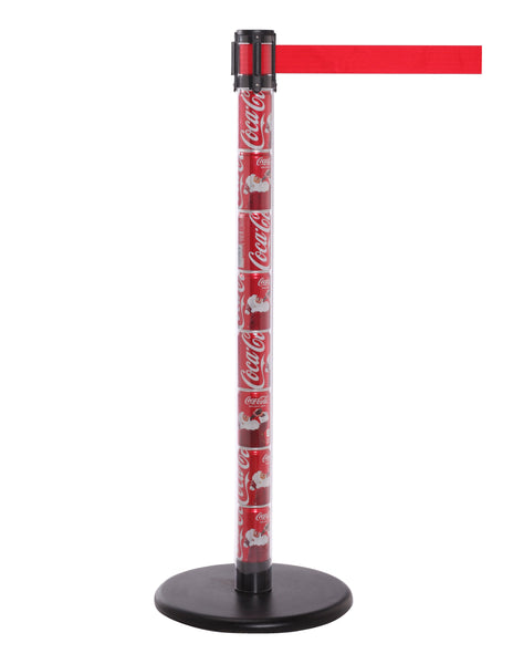 QueuePro 250 Clear Tube Premium Retractable Belt Barrier, Clear Stanchion Post w Black Base, , QueueSolutions PROClear250B-BK QueuePro 250 Clear Tube Premium Retractable Belt Barrier, Clear Stanchion Post w Black Base, , QueueSolutions PROClear250B-BK