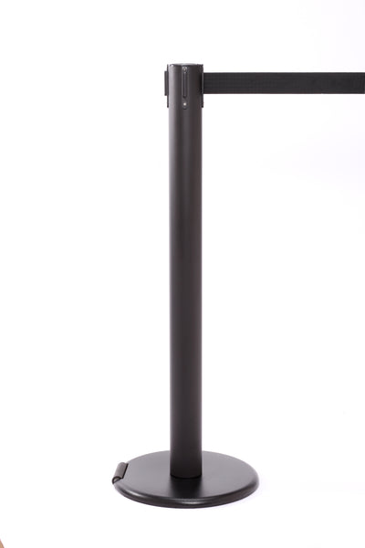 RollerPro300 E-Z Roll Wheeled Retractable Belt Barrier, Black Stanchion Post, QueueSolutions ROL300B-BK RollerPro300 E-Z Roll Wheeled Retractable Belt Barrier, Black Stanchion Post, QueueSolutions ROL300B-BK