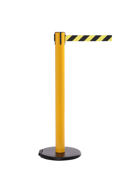 RollerSafety 300 E-Z Roll Wheeled Retractable Belt Barrier, Yellow Stanchion Post, QueueSolutions SROL300Y-BK160 RollerSafety 300 E-Z Roll Wheeled Retractable Belt Barrier, Yellow Stanchion Post, QueueSolutions SROL300Y-BK160