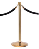 RopeMaster Crown Top Pro Grade Economy Post and Rope Stanchion Polished Brass Sloped Base Black Rope