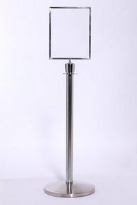Heavy-Duty Veritcal Sign Frame Topper For Rope & Post Stanchions, QueueSolutions SFR711VB