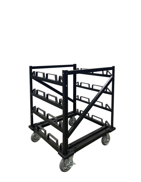Portable Retractable Belt Barrier Stanchion Post Storage Cart, Horizontal 12-Post Capacity, QueueSolutions STCART12HNT Portable Retractable Belt Barrier Stanchion Post Storage Cart, Horizontal 12-Post Capacity, QueueSolutions STCART12HNT