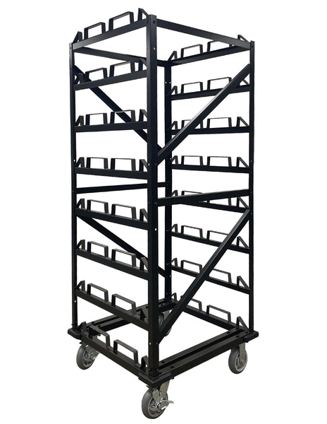 Portable Retractable Belt Barrier Stanchion Post Storage Cart, Horizontal 12-Post Capacity, QueueSolutions STCART24HNT Portable Retractable Belt Barrier Stanchion Post Storage Cart, Horizontal 12-Post Capacity, QueueSolutions STCART24HNT