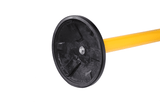 Cast Iron Base w/Rubber Floor Protector - SafetyPro Triple Industrial-Tough Retractable Belt Stanchion - Yellow Cast Iron Base w/Rubber Floor Protector - SafetyPro Triple Industrial-Tough Retractable Belt Stanchion - Yellow