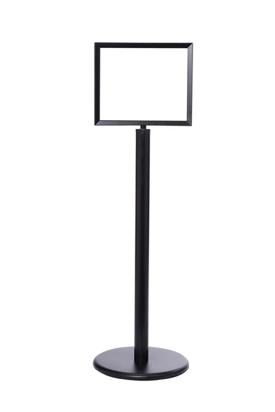 Heavy-Duty Pedestal Sign Stand w Horizontal Poster Display Frame, QueueSolutions SS201-711H-BK Heavy-Duty Pedestal Sign Stand w Horizontal Poster Display Frame, QueueSolutions SS201-711H-BK