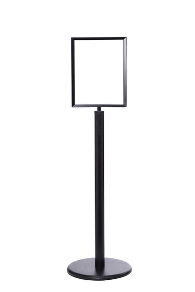Heavy-Duty Pedestal Sign Stand w Vertical Poster Display Frame,  QueueSolutions SS201-711V-BK