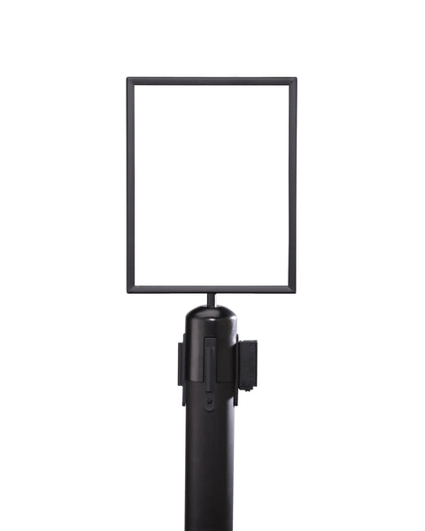 Standard-Duty Vertical Sign Frame Topper For Retractable Belt Barrier Stanchions QueueSolutions SF711VB-BK Standard-Duty Vertical Sign Frame Topper For Retractable Belt Barrier Stanchions QueueSolutions SF711VB-BK