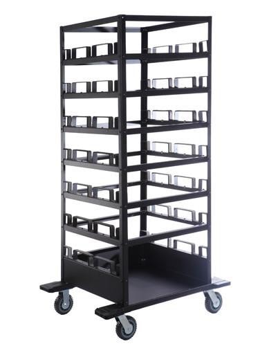 Portable Retractable Belt Barrier Stanchion Post Storage Cart, Horizontal 18-Post Capacity, QueueSolutions STCART18H-2.0 Portable Retractable Belt Barrier Stanchion Post Storage Cart, Horizontal 18-Post Capacity, QueueSolutions STCART18H-2.0
