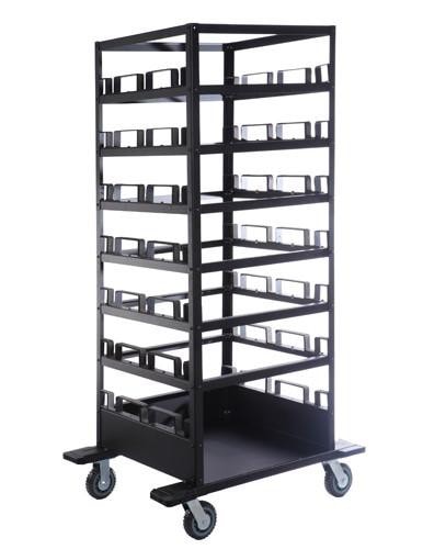 Portable Retractable Belt Barrier Stanchion Post Storage Cart, Horizontal 21-Post Capacity, QueueSolutions STCART21H-2.0 Portable Retractable Belt Barrier Stanchion Post Storage Cart, Horizontal 21-Post Capacity, QueueSolutions STCART21H-2.0