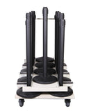 Loaded Front View - 18 Stanchion Capacity Vertical - Storage Cart | Queue Solutions Loaded Front View - 18 Stanchion Capacity Vertical - Storage Cart | Queue Solutions