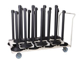 Loaded Side View - 18 Stanchion Capacity Vertical - Storage Cart  | Queue Solutions