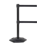 WeatherMaster Twin 250 Dual-Belt Extreme-Duty Outdoor Retractable Belt Barrier, Black Stanchion Post, QueueSolutions WMRTwin250B-BK WeatherMaster Twin 250 Dual-Belt Extreme-Duty Outdoor Retractable Belt Barrier, Black Stanchion Post, QueueSolutions WMRTwin250B-BK