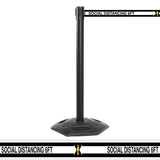 WeatherMaster Outdoor Retractable Belt Barrier, Black Stanchion Post, 13ft Belt w Social Distancing 6ft Marks, QueueSolutions WMR250B-SD130 WeatherMaster Outdoor Retractable Belt Barrier, Black Stanchion Post, 13ft Belt w Social Distancing 6ft Marks, QueueSolutions WMR250B-SD130