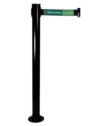 Retracta-Belt Hyper-Strength 10ft Single Line Retractable Belt Barrier w Fixed Floor Mount Stanchion Post, 300FSB-BK Retracta-Belt Hyper-Strength 10ft Single Line Retractable Belt Barrier w Fixed Floor Mount Stanchion Post, 300FSB-BK