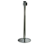 Retracta-Belt 10ft Hyper-Strength Thin Line Retractable Belt Barrier w Polished Chrome Stanchion Post, Visiontron 390PC-BK Retracta-Belt 10ft Hyper-Strength Thin Line Retractable Belt Barrier w Polished Chrome Stanchion Post, Visiontron 390PC-BK