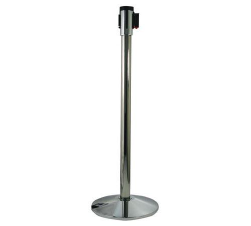 Retracta-Belt 10ft Hyper-Strength Thin Line Retractable Belt Barrier w Polished Chrome Stanchion Post, Visiontron 390PC-BK Retracta-Belt 10ft Hyper-Strength Thin Line Retractable Belt Barrier w Polished Chrome Stanchion Post, Visiontron 390PC-BK