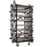 Portable Retractable Belt Barrier Stanchion Post Storage Cart, Horizontal 24-Post Capacity, Visiontron HPSC-24 Portable Retractable Belt Barrier Stanchion Post Storage Cart, Horizontal 24-Post Capacity, Visiontron HPSC-24