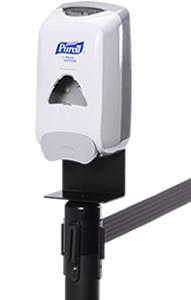 Touch-Free Hand Sanitizer Dispensing Station Retractable Belt Barrier Stanchion Post Topper, QueueSolutions SANSTA Touch-Free Hand Sanitizer Dispensing Station Retractable Belt Barrier Stanchion Post Topper, QueueSolutions SANSTA